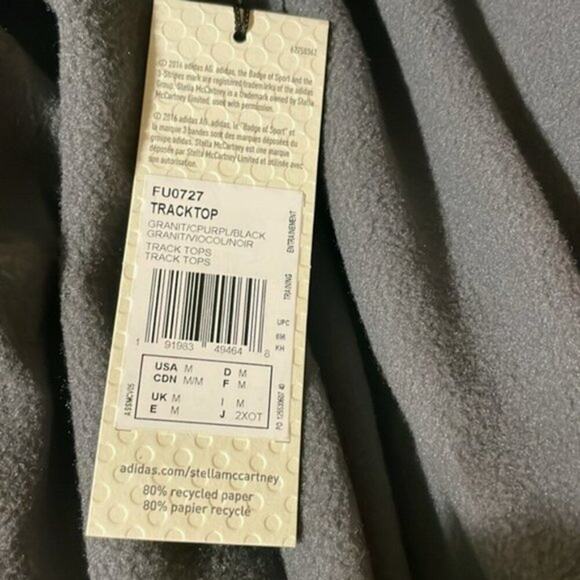 Adidas by Stella McCartney Printed fleece track jacket steel grey M - Picture 6 of 7